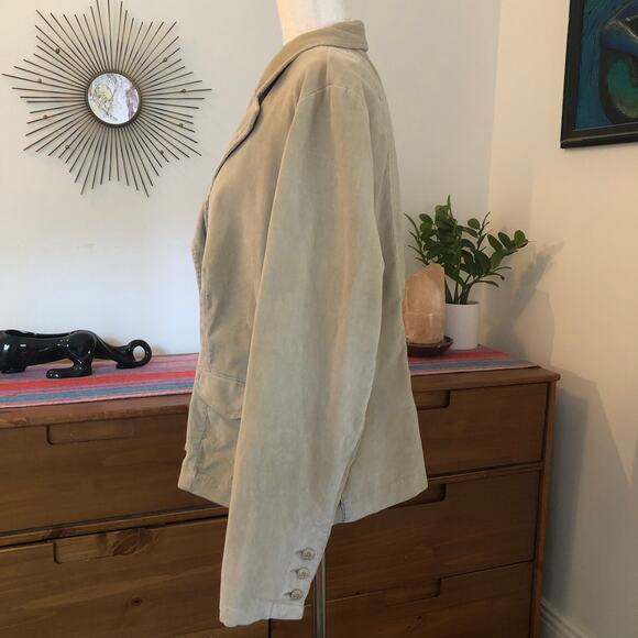 Vintage Y2K Tan Corduroy Blazer Jacket 98% Cotton Soft Tailored Fit 2000s - Picture 5 of 10